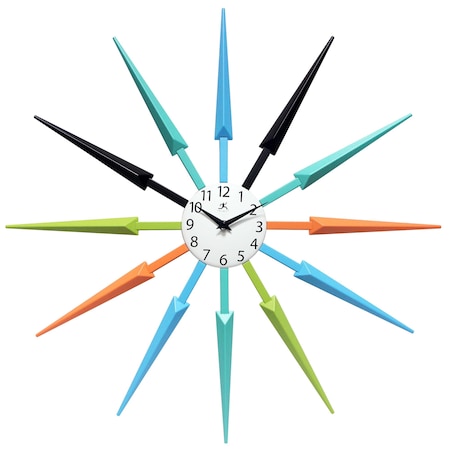Infinity Instruments Celeste - Multicolored - 24 in Sunburst Wall Clock with a Retro Color Finish 15555MC